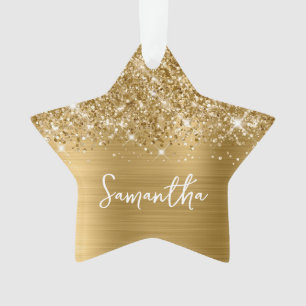 Ornamento Estrela de Nome Glam Glittery Gold