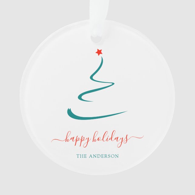 Ornamento Estrela Vermelha de Árvore de Natal Mínima Moderna (Frente)