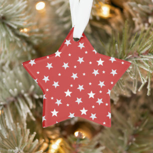 Ornamento Estrelas Brancas em Férias de Natal Vermelhas