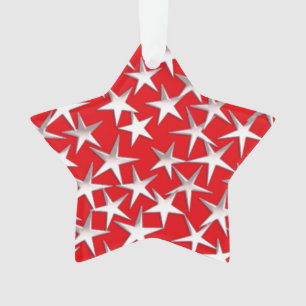 Ornamento Estrelas de prata no vermelho escuro