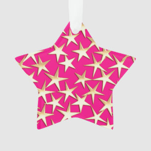 Ornamento Estrelas Douradas de cor-de-rosa fuchsia