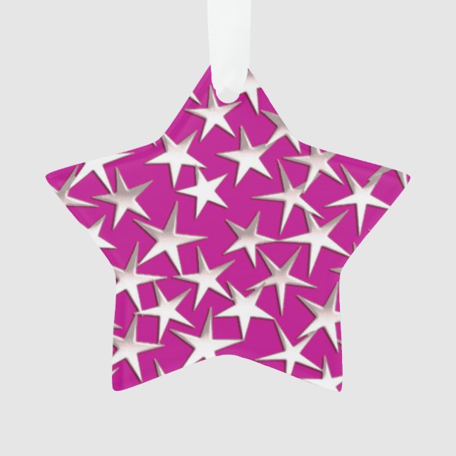 Ornamento Estrelas prateadas em ametista roxo (Frente)
