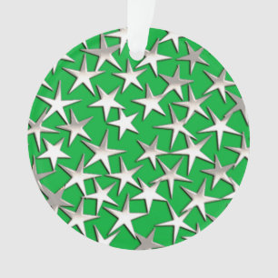 Ornamento Estrelas prateadas em verde esmeralda