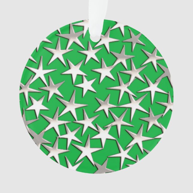 Ornamento Estrelas prateadas em verde esmeralda (Frente)