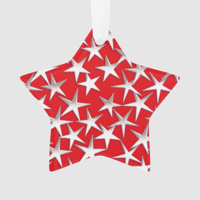 Ornamento Estrelas prateadas em vermelho escuro (Frente)