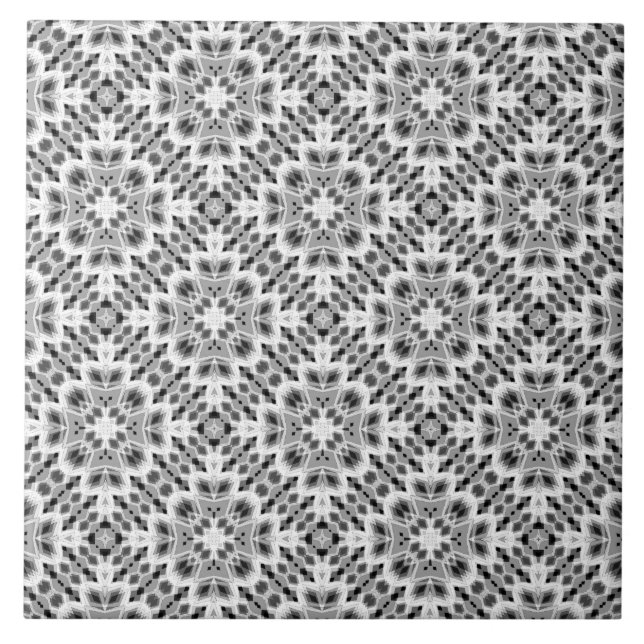 Ornamento étnico geométrico preto e branco (Frente)