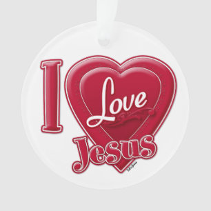 Ornamento Eu Amo Jesus Coração Vermelho