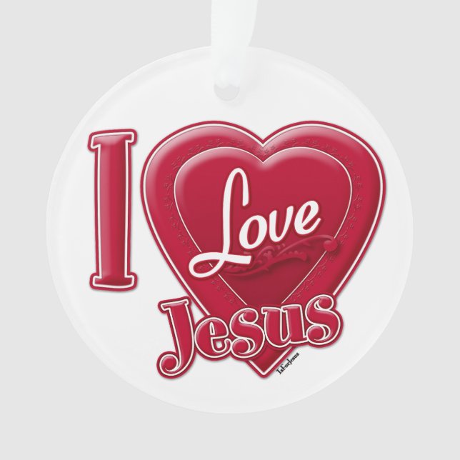 Ornamento Eu Amo Jesus Coração Vermelho (Frente)
