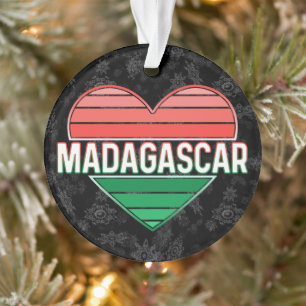 Ornamento Eu amo Madagascar, coração malgaxe