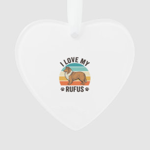 Ornamento Eu Amo Meu Design de Cachorro Vintage Rufus_1