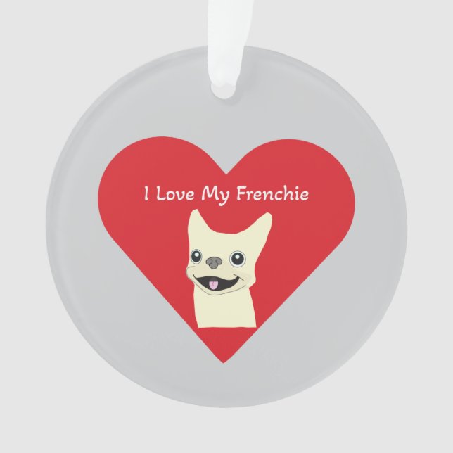 Ornamento Eu amo meu Frenchie, Lavender (Frente)
