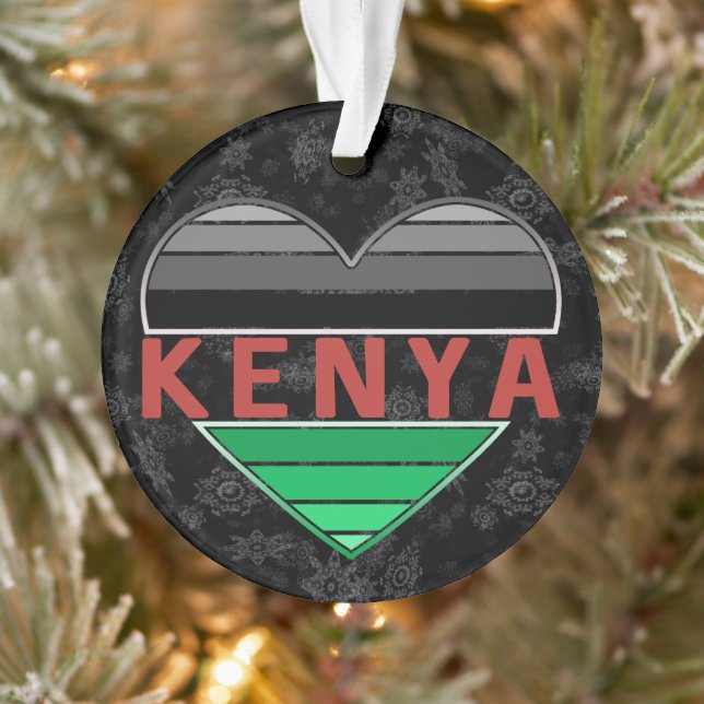 Ornamento Eu amo o Quênia, camiseta cardíaca queniana (Árvore)