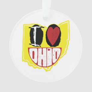 Ornamento Eu Amo Ohio Sorrindo De Rosto Feliz