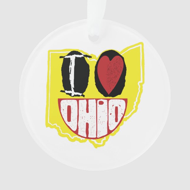 Ornamento Eu Amo Ohio Sorrindo De Rosto Feliz (Frente)