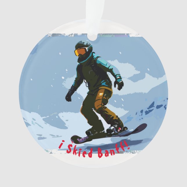 Ornamento Eu Esquiiei Banff - Snowboarder (Frente)