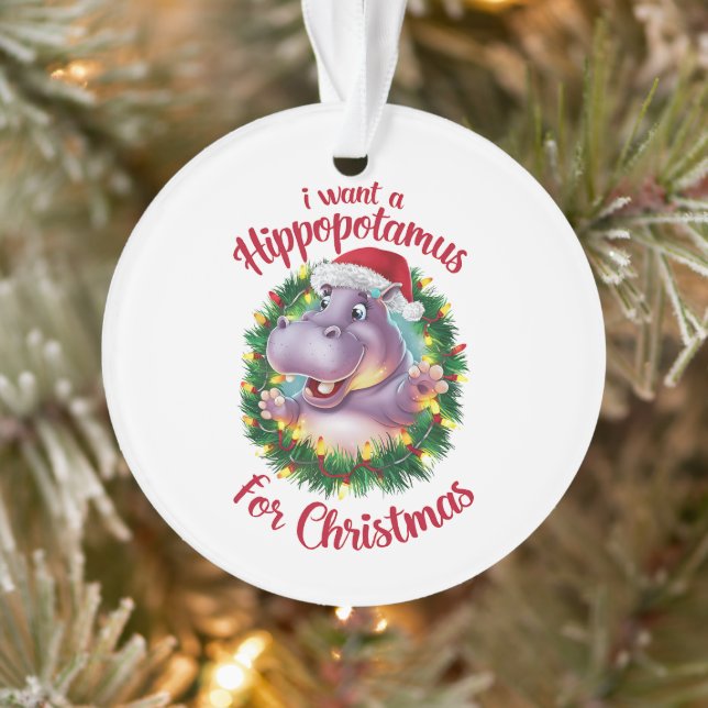 Ornamento Eu Quero Um Hippopotamus Para O Natal Hippo (Árvore)