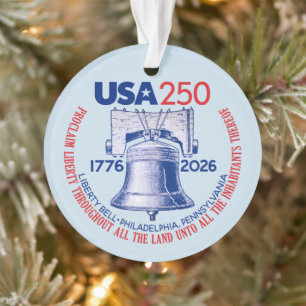 Ornamento EUA 250 - 1776-2026 - Sino da Liberdade Vermelho B