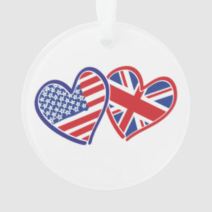 Ornamento EUA e corações BRITÂNICOS da bandeira