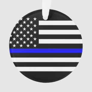 Ornamento EUA Flag Black and White Thin Blue Line
