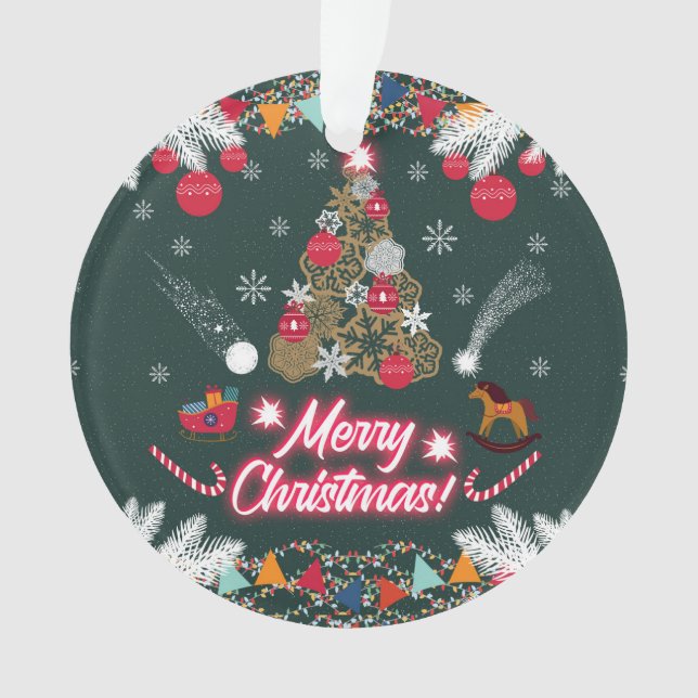 Ornamento Evergreen Joy do Natal (Frente)