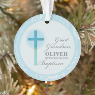 Ornamento Excelente Neto Baptism Blue Lace Personalizado