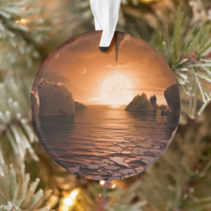 Ornamento Exoplanetário Trapist-1f Do Lado Noturno Icy.