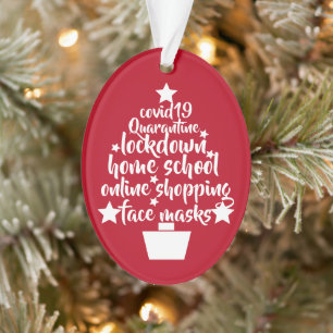 Ornamento Facemask 2020 Covid Tree Lockdown Home School