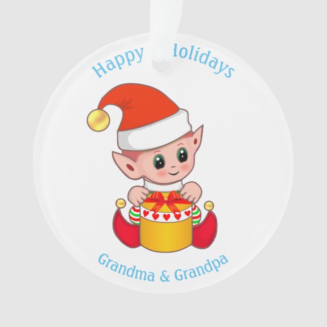Ornamento Fada de Natal Fofo Para Avó e Avô (Frente)