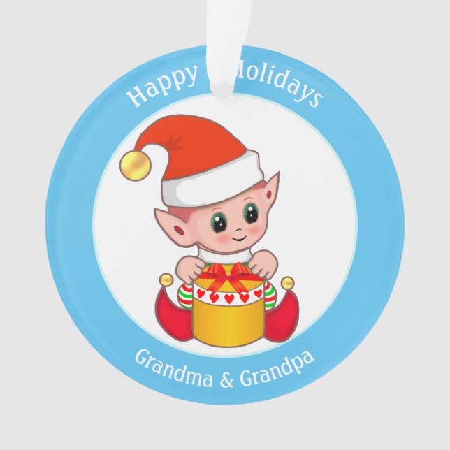 Ornamento Fada de Natal Fofo Para Vovó & Vovô (Frente)