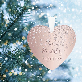 Ornamento faísca 21 de rosa de ouro de aniversário de 21 ano