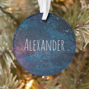 Ornamento Faíscas de Tintas Turquesas Personalizadas