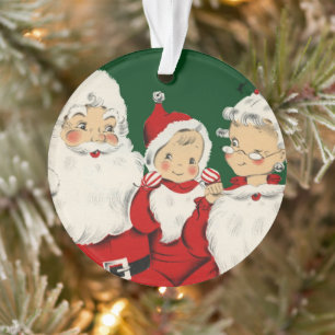 Ornamento Família de Papai Noel Retro Meados do Século – Kit