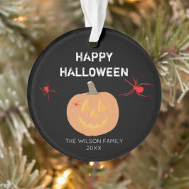 Ornamento Família e Ano de Bompkin Halloween