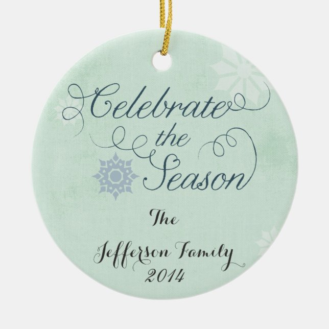 Ornamento Familiar Personalizado de Celebração de  (Frente)