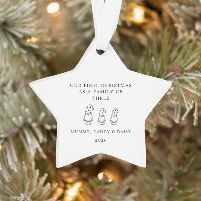 Ornamento Family Of 3 Star Christmas Gonk Star Ornament (Árvore)