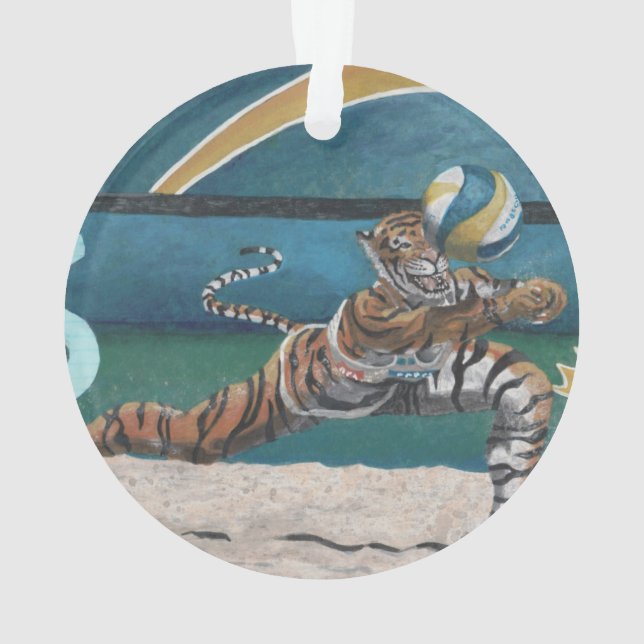 Ornamento Fantasia Acrílica de Vôlei do Guerreiro Gato (Verso)