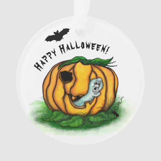 Ornamento Fantasma do Halloween, Bat, Ghost e Spider (Frente)