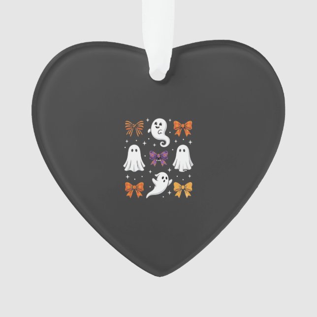 Ornamento Fantasma Fofo com Laços Design de Halloween_1 (Frente)