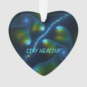 Ornamento Fantasy Abstrato Azul Verde Amarelo Texto Fractal