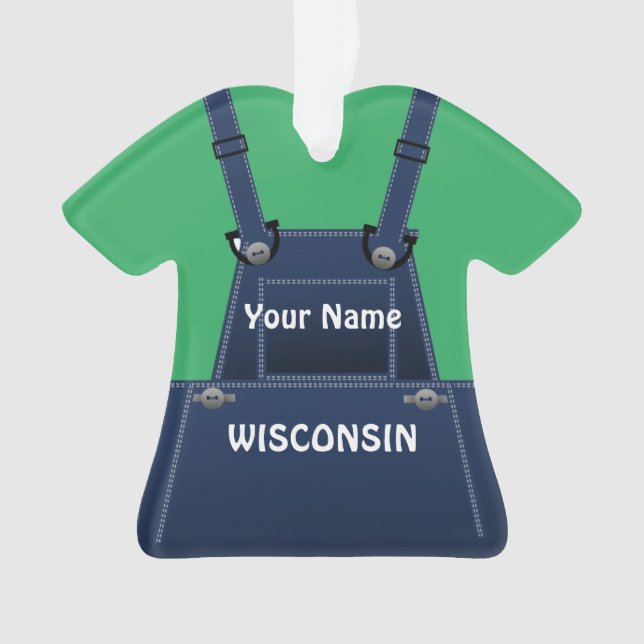 Ornamento Farmer Bib Overalls do Wisconsin (Frente)