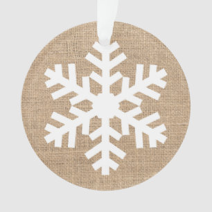 Ornamento Farmhouse Moderno Natal Floco de Neve Burlap Russo
