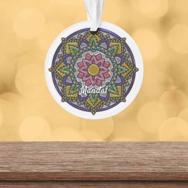 Ornamento Faux Enamel Mandala Monogrammed (Criador carregado)