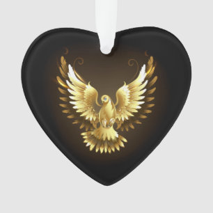 Ornamento Faux Gold Foil Peace Dove em Preto