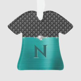 Ornamento Faux Metal Glam Upholstere Monograma de Teal Faux