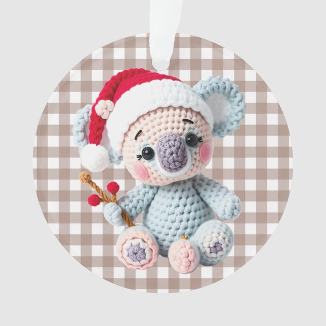 Ornamento Faux Yarn Notch-Hook Koala Christmas Design (Frente)
