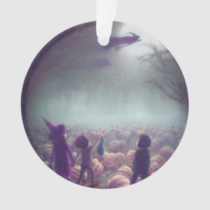 Ornamento Feiticeiras De Abóbora Voando No Passado Com Truqu