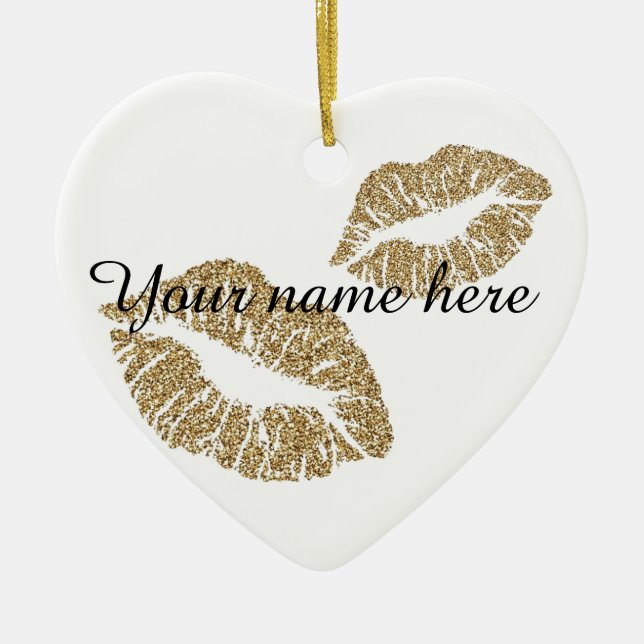 Ornamento feito sob encomenda dos lábios do brilho (Frente)