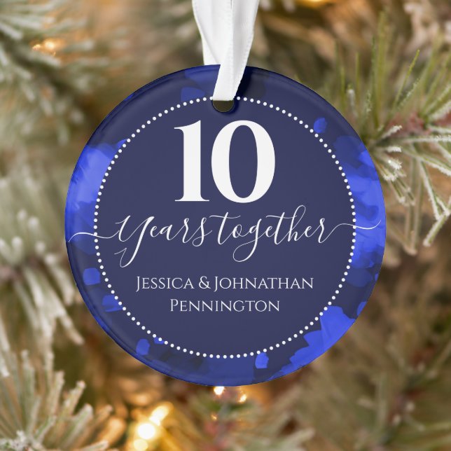 Ornamento Feliz 10º aniversário de casamento Uma foto (Árvore)