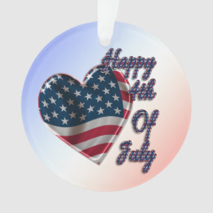 Ornamento Feliz 4 de julho do USA Flag Heart