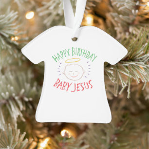 Ornamento Feliz aniversário, bebê Jesus - Natal religioso